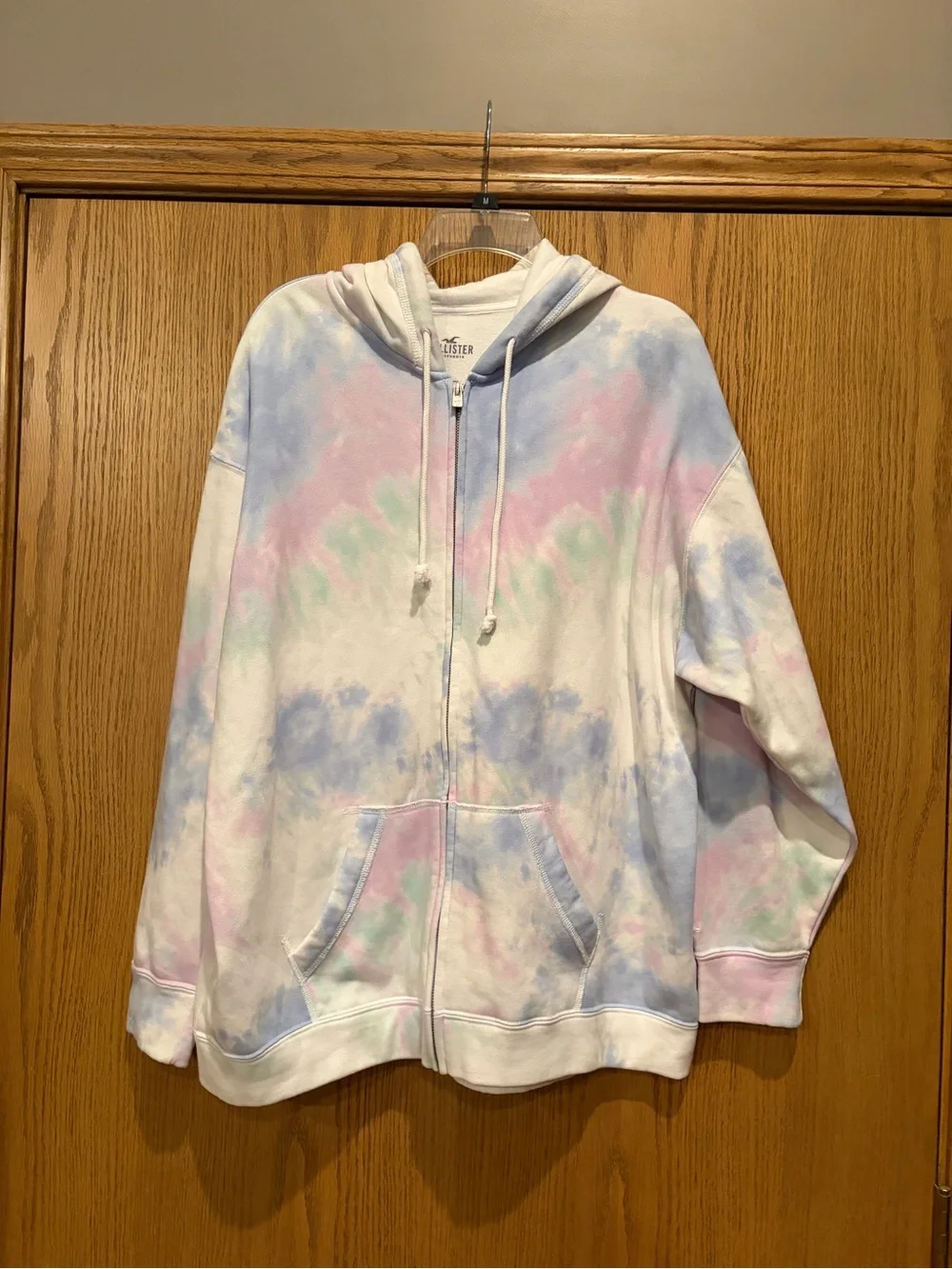 Hollister Matching Set Pastel Tie-Dye Zip Hoodie & Shorts Set